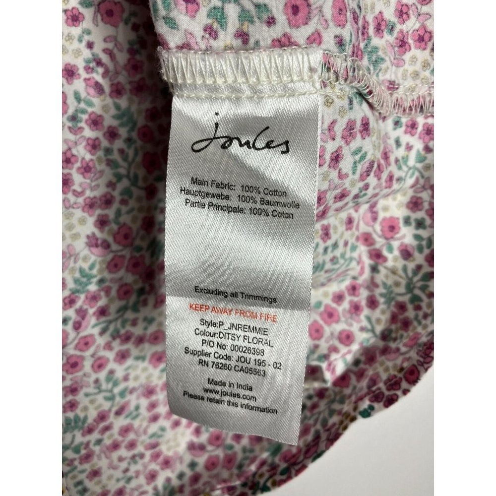 Joules Girls 11-12 Years 1/2 Button Long Sleeve Floral Blouse - Picture 6 of 9